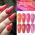 UR SUGAR 7.5ml Reflective Glitter Gel Polish Neon Color Sparkling Glowing in Dark Gel Semi Permanent UV French Nail Art Manicure.