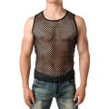 Mens Transparent Mesh T Shirt New See Through Fishnet Long Sleeve Muscle Undershirts Nightclub Party Perform Top Tees. 