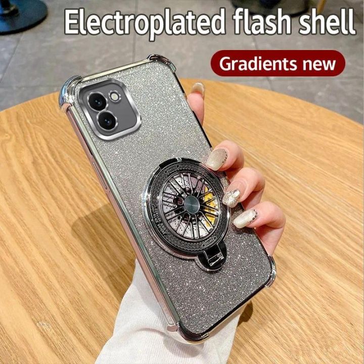 For Samsung Galaxy A03 Case Shockproof Electroplated TPU Rotating Gyro Stand Cover Phone Casing For SamsungA03 Back cover