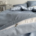 Solid color double four-piece bedding set household sheets duvet cover washed cotton bed sheet style double dormitory.