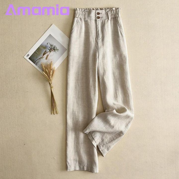 Amamia%20Loose%20Trousers%20Pockets%20Office%20Lady%20Straight%20Wide%20Leg%20Trousers%20-%20Image%205