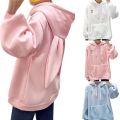 Women Spring Cute Bunny Printed Girl Hoodie Casual Long Sleeve Sweatshirt Pullover Ears Plus Size Top Sweatershirt. 