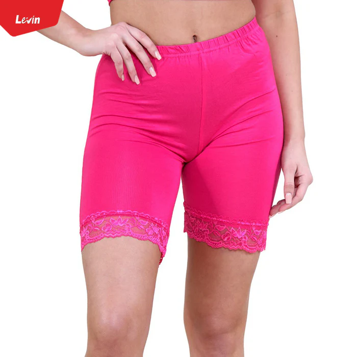 Womens%20Cotton%20Blend%20Mid%20Waist%20Lace%20Trim%20Stretch%20Sports%20Bike%20Shorts%20From%20Levin%20-%20Image%203