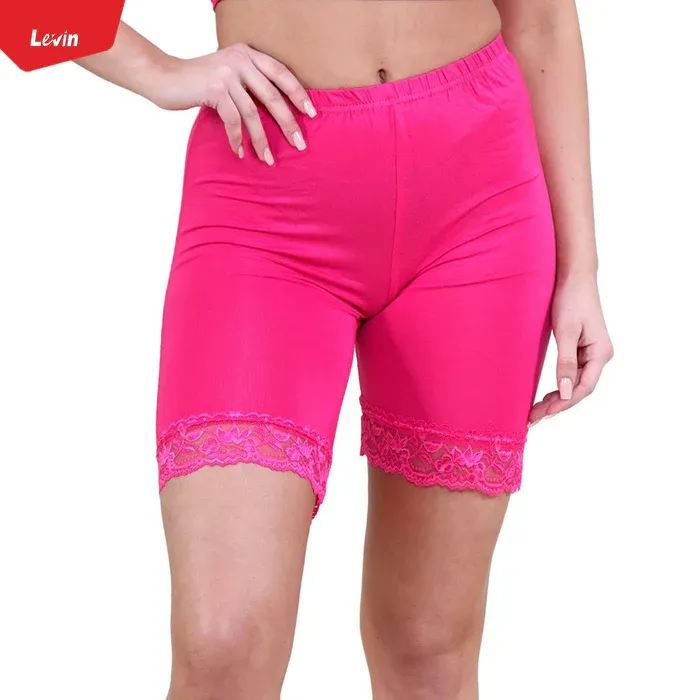 Womens%20Cotton%20Blend%20Mid%20Waist%20Lace%20Trim%20Stretch%20Sports%20Bike%20Shorts%20From%20Levin%20-%20Image%203