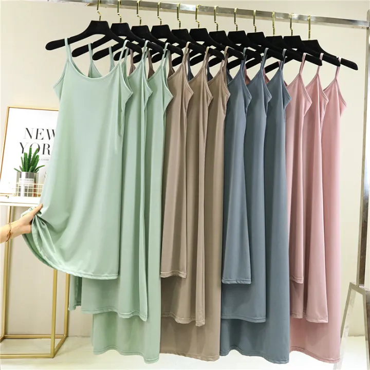 Outer%20Wear%20Suspender%20Skirt%20Women%202024%20Summer%20Thin%20Ice%20Silk%20Knitting%20Dress%20Loose%20Inner%C2%A0wear%20Base%20Skirt%20Nightdress%20Slip%20Dress%20-%20Image%204