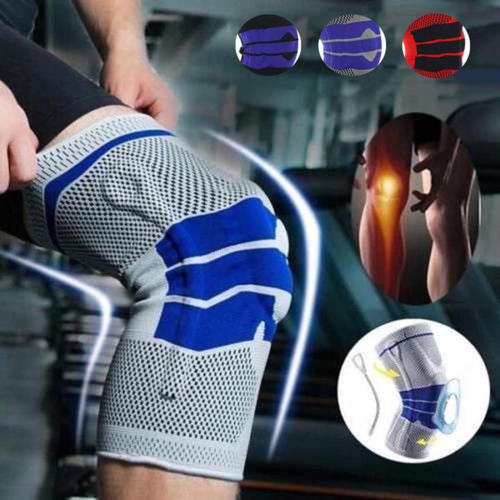 Sports High Compression Silicone Padded Knee Support Sleeve Nylon+Silicon Brace