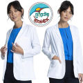 Full-Coverage Micro Twill Suiting Lab Coat for Women – Professional Front-Button Medical Jacket. 