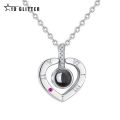 I Love You In 100 Languages Necklace Micro Engraving Light Projection Love Pendant Necklace Female Jewelry Gift Christmas Gift. 