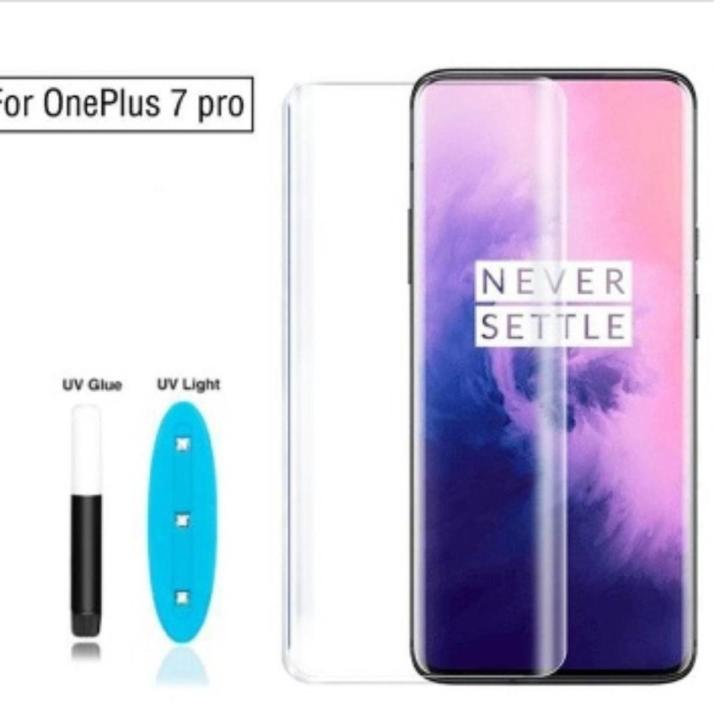 OnePlus 7 Pro UV Side Glue Light Adhesive Tempered Glass Screen Protector - Transparent
