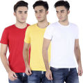 Solid Color Pack of 3 Combo Round Neck T-Shirt for Man. 