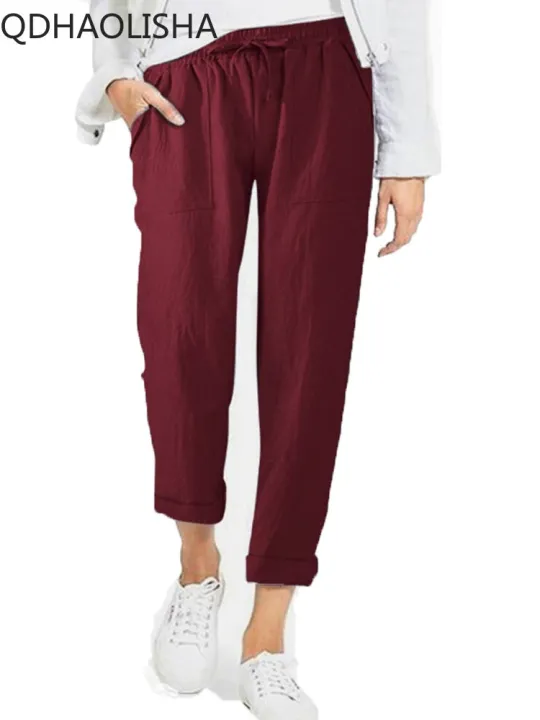 Women's%20Pants%20New%20In%20Korean%20Fashion%20Commuter%20High%20Waist%20Women%20Clothes%20Cotton%20Lace-up%20Pencil%20Wide%20Trousers%20Streetwear%20Black%20Pants%20-%20Image%205