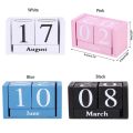 (New)Patoral tyle Wooden Perpetual Calendar Retro MDF Month Diplay Cube Calendar Perpetual Calendar Eternal Block Building Block Calendar Office.