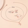 4 Pieces Rose Gold-color Lady Flower Fashion Accessories Zircon Simple Ornate Exquisite Necklace Ring Earrings Jewelry Set. 