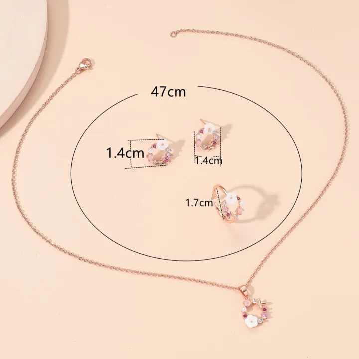 4%20Pieces%20Rose%20Gold-color%20Lady%20Flower%20Fashion%20Accessories%20Zircon%20Simple%20Ornate%20Exquisite%20Necklace%20Ring%20Earrings%20Jewelry%20Set%20-%20Image%204