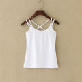 Women's Small Sling Vest Women's Outer Wear Slim-Fit Anti-Exposure Small Short Black and White Female Student Slimming Inner. 