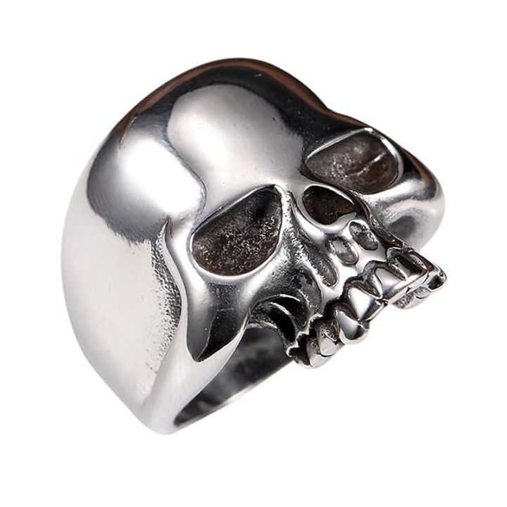 Custom New Stainless Steel Men's Cool Skull Head Solid Vintage Skull Ring For Men
