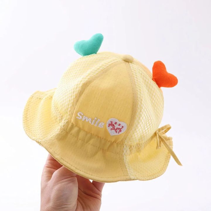 High%20Quality%20Love%20Decoration%20Baby%20Cute%20Bucket%20Hat%20Spring%20Autumn%20Thin%203-24%20Month%20Summer%20Sun%20Shading%20Cotton%20Lovely%20Adjustable%20Hats%20-%20Image%203