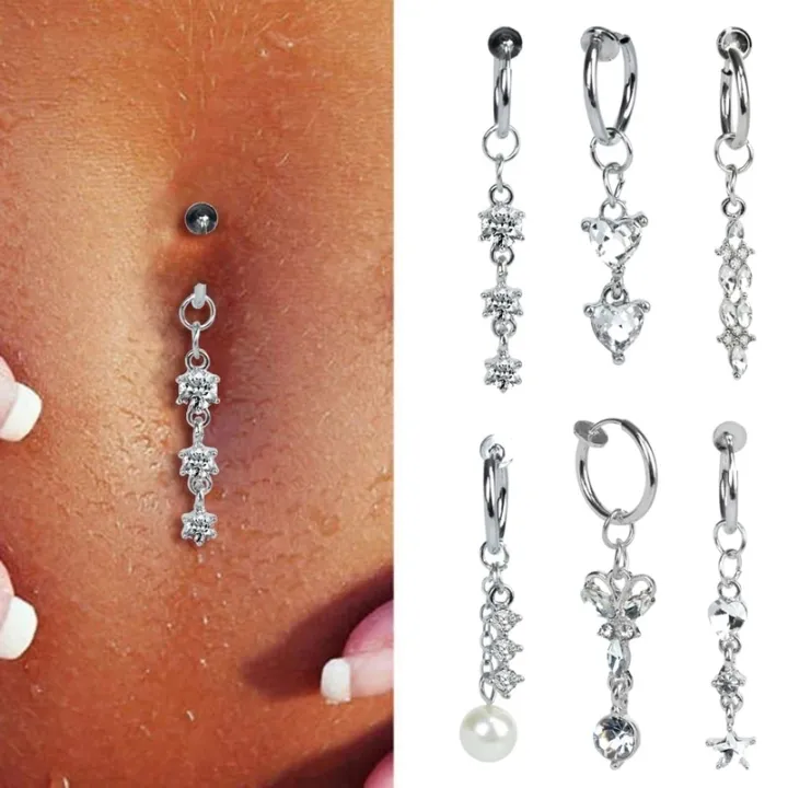1Pcs%20Butterfly%20Belly%20Button%20Piercing%20Heart%20Belly%20Piercing%20Clip%20on%20Umbilical%20Navel%20Faux%20Belly%20Cartilage%20Earring%20Clip%20-%20Image%204