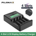 PUJIAMX Rechargeable Battery Charger LCD Display AA/AAA Portable Adapter USB Cable TypeC Batteries Interface Fast Charging Tool. 