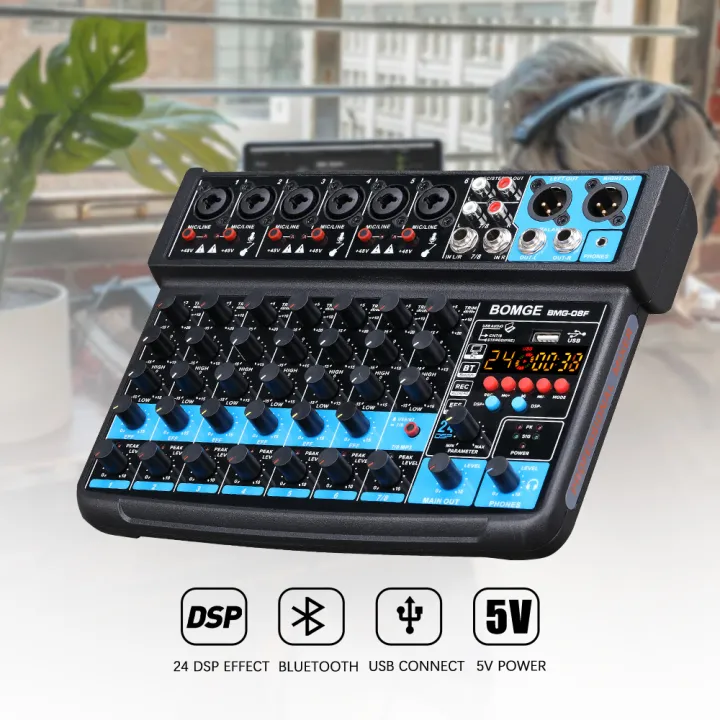BOMGE%208%20channel%20mini%20audio%20mixer%20%20Line%20Mixer%20%EF%BC%8CDC%205V%EF%BC%8Cwith%20MP3%20Player,Bluetooth,%20U%20disk%2048V%20,24DSP%20%20effects,%20USB%20recording%20%20Ideal%20for%20Small%20Clubs%20or%20Bars,%20Studio%20Recording%20-%20Image%205