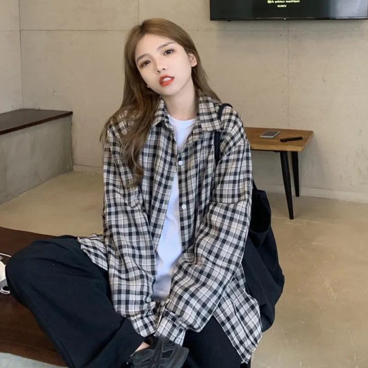 Spring%20and%20Autumn%20Plaid%20Shirt%20Coat%20Women's%20Clothing%20Design%20Sense%20Niche%20Shirt%202021%20New%20Retro%20Hong%20Kong%20Style%20Long-Sleeved%20Top%20-%20Image%203