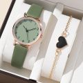 2pcs Set New Watch Women Fashion Casual Leather Belt Watches Simple Ladies Round Dial Quartz Wristwatches Dress Clock. 