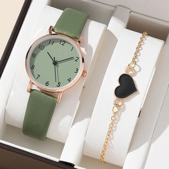 2pcs%20Set%20New%20Watch%20Women%20Fashion%20Casual%20Leather%20Belt%20Watches%20Simple%20Ladies%20Round%20Dial%20Quartz%20Wristwatches%20Dress%20Clock%20-%20Image%204