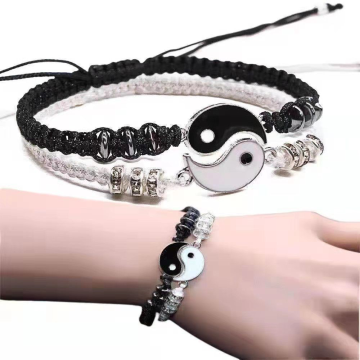 Best Friend Bracelets For 2 Matching Yin Yang Adjustable Cord Bracelet For Bff Friendship Relationship Boyfriend Girlfr