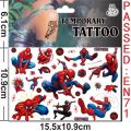 Marvel Spiderman Tattoo Sticker Action Figure Anime Iron Man Avengers Waterproof Tattoo Sticker For Boys Toys Kids Birthday Gift. 