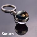 Luminous Solar System Planet Key chain Pendant Key Ring Earth Moon Saturn Double Side Glass Ball Key Chain glow in the dark. 
