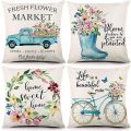Spring Pillow Covers 18X18Inch Throw Pillow Case Set of 4, Farmhouse Cushion Case Home Decor.