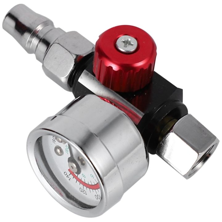 SRIWEN%202Pc%201/4%20Inch%20Bsp%20Mini%20Air%20Regulator%20Valve%20Tool%20Durable%20Small%20Tail%20Pressure%20Gauge%2048%20x%2060mm%20with%20Nozzle%20for%20Spray%20Tool%20-%20Image%204