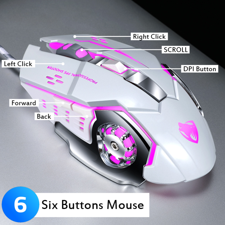 Gaming%20Mouse%20With%20Lighting%20Twolf%20V-6%20White%20Mouse%20-%20Elevate%20Your%20Gaming%20Setup%20With%20Stylish%20White%20Mouse%20-%20Image%202