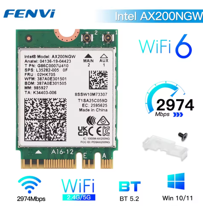 Intel AX200 NGW 802.11ax/ac MU-MIMO 2x2 Wifi module NGFF M.2 Bluetooth 5.1 Network Card Dual band 2.4Gbps Intel Wi-Fi 6E AX200