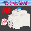 ABB Residual Current Circuit Breaker RCCB Double Pole 63A/30mA-Italy (Original). 