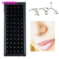 Luckybabys 60PCS/Set Stainless Steel CZ Crystal L Shape Nose Ring Body Stud.