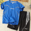 Summer Boys' Suit2022New Short-Sleeved Shorts Children's Two-Piece Suit Sports Quick-Drying Top Medium and Large Children Basketball Wear. 