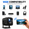HY320 Mini HD Projector Android 11 Portable Wireless Projector for Movies Gaming and Streaming.