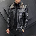 Men Autumn Thick Warm Fleece Leather Jacket Coat Men Winter Outwear Casual Military Bomber Motor Biker Leather Jackets Men S-4XL. 