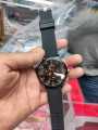 Orix New Attractive Design Stainless Steel Dial Case Round Black Dial Black Rubber Strap Fashionable Watch For Men.