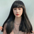 Lisa Wig Women's Long Hair Comic Bangs Collarbone Length Haircut Korean Style Hairstyle Full-Head Wig. 
