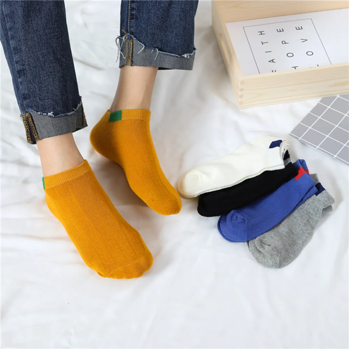 5%20Pairs%20Mixed%20Solid%20Color%20Casual%20Unisex%20Socks%20Ankle%20Slippers%20Comfortable%20Cotton%20Non-Slip%20Character%20Short%20Stockings%20-%20Image%202