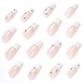 24Ps/Set Square White French With Rhinestones Artificial Handmade Ballerina Nails Manicure Press on Nail Seamless Removable. 