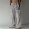 Men Baggy Cotton Linen Pants Casual Pocket Wide Leg Pant Full Length Drawstring Man Sport Pants Plus Size Loose Pants Streetwear. 