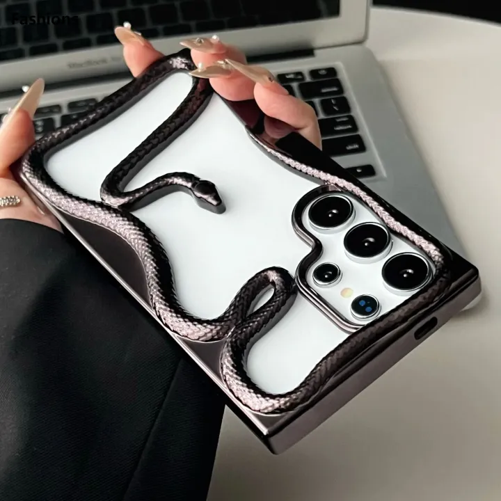 Fashions%20Luxury%20Plating%203D%20Hollow%20Snake%20Phone%20Case%20For%20Samsung%20S25%20S24%20S22%20S23%20Ultra%20FE%20A56%20A36%20A26%20A16%20A06%20A55%20Fashion%20Soft%20Shockproof%20Cover%20-%20Image%203