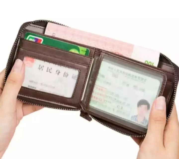 Best quality Stylish Zipper Leather wallet For Men