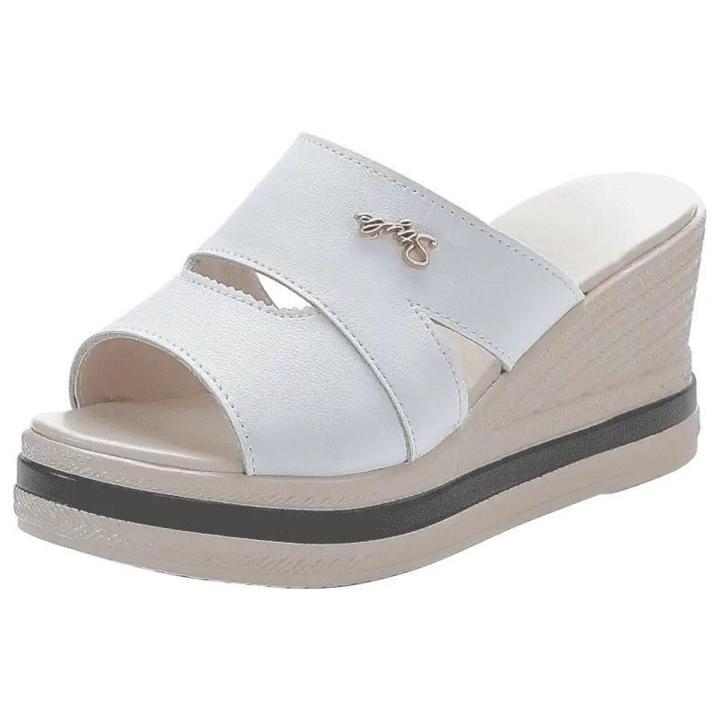 Leather Thick Bottom Soft Bottom Mom Slippers Women's