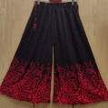 Ladies Fashionable Black Color Red Print Linen Skirt Palazzo For Women.. 