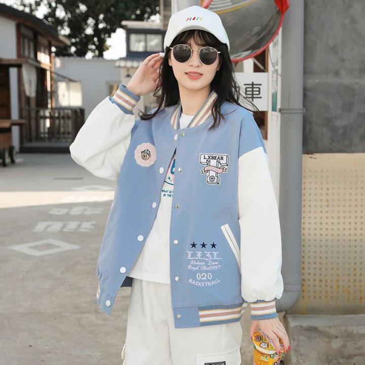 Baseball Uniform American Contrast Color Spring and Autumn Girl