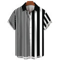 Hawaiian Vacation Summer for Men Shirts Stripes Print Lapel Short Sleeve Top Tees Oversized Loose Breathable Shirt Male Casual. 